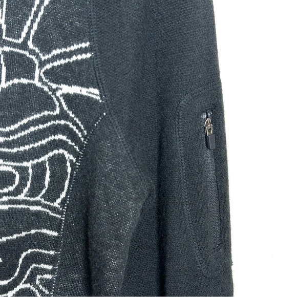 Title Nine Super Power Quarter Zip Sweater Small Merino Wool Blend Black White - Picture 6 of 15